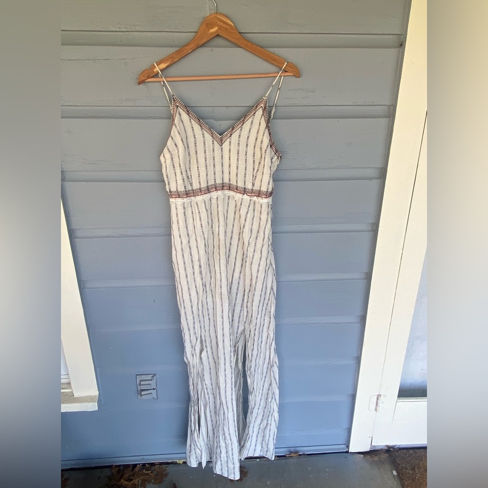 Moon River Front Slit Striped Maxi Dress
Size Large